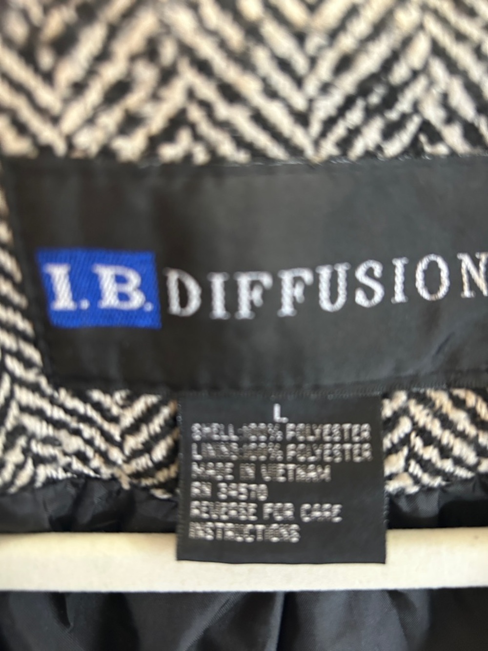 I.B Diffusion Women’s Vintage Black & White Herringbone Wool-Blend Peacoat-Large - Picture 12 of 12